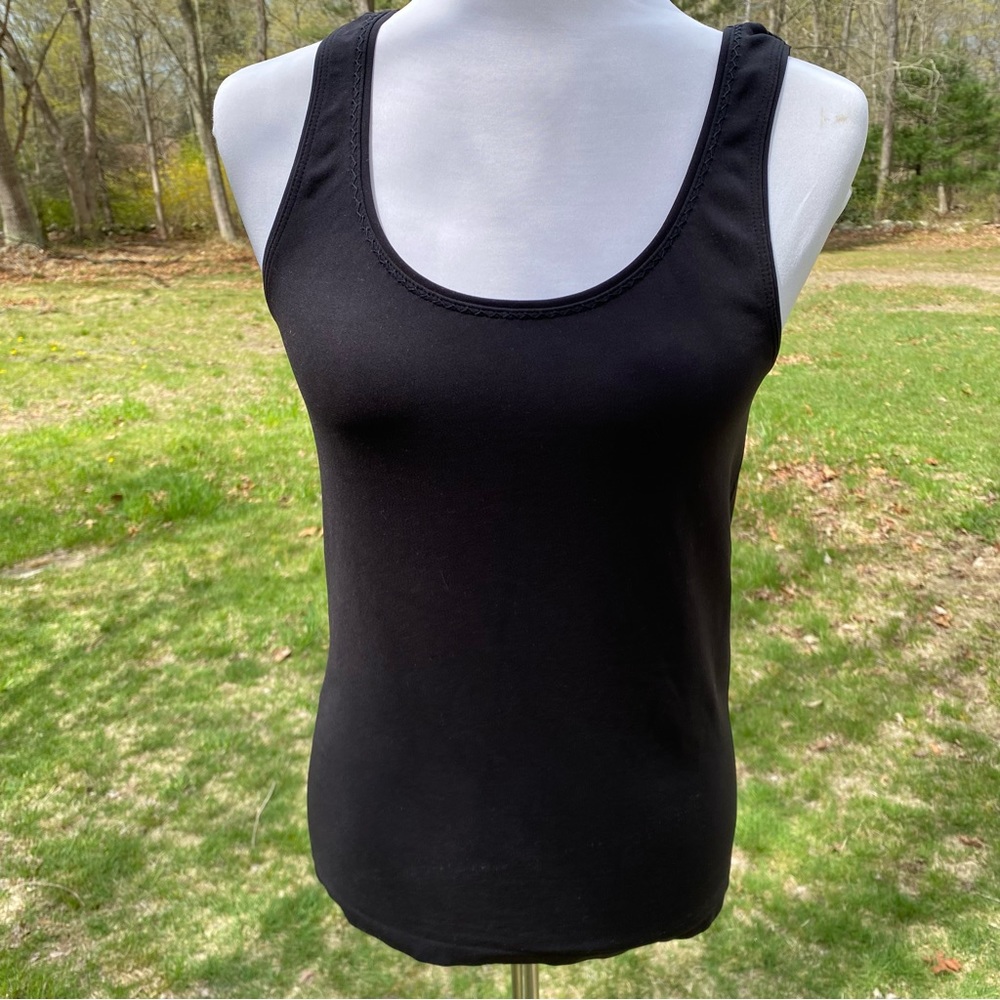 ELIE TAHARI TOP TANK BLACK STRETCH SCOOP NECK SLEEVELESS CAMISOLE SIZE M/L